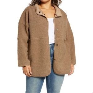ASTR Snap Front Teddy Jacket In Camel